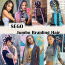 SEGO 24 Inch Ombre Jumbo Braiding Hair Jumbo Braid Hair Extensions African Long Jumbo Braids for Box Braids Crochet Hair High Temperature Synthetic Fiber 2 Tone Colored 1 Bundle Black/Dark Red SEGO