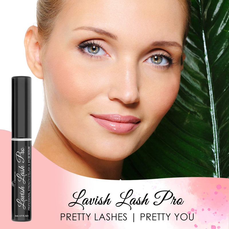 Lavish Lash Pro by Pronexa Hairgenics. Professional Strength Eyelash & Eyebrow Growth Serum. Over 20 Active Growth Promoting Ingredients for the Longest, Fullest Lashes & Brows. 5mL, 6 Month Supply. Pronexa