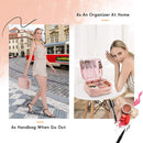 Stagiant Portable Leather Makeup Bag Train Case Portable Travel Makeup Case Storage PU Leather Cosmetic Organizer with Dividers for Girl Cosmetic Make-Up Tools Skin Care Toiletry Jewelry Pink Stagiant Store