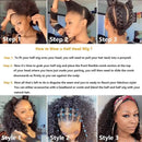 Nadula 10A Malaysian Curly Human Hair Half Wig Malaysian Curly Headband Wigs WEAR WITH OR WITHOUT Headband For Black Women Glueless 3/4 Half Wig 150% Density (22inch) Nadula Store