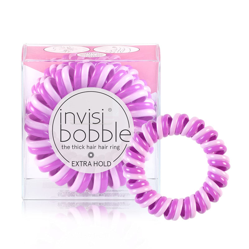 invisibobble Extra Hold Traceless Spiral Hair Ties - The Secret Purple - Strong Elastic Grip Coil Accessories for Women - No Kink, Non Soaking - Gentle for Girls Teens and Thick Hair invisibobble
