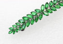 Faship Gorgeous Green CZ Crystal floral Hair Barrette Faship