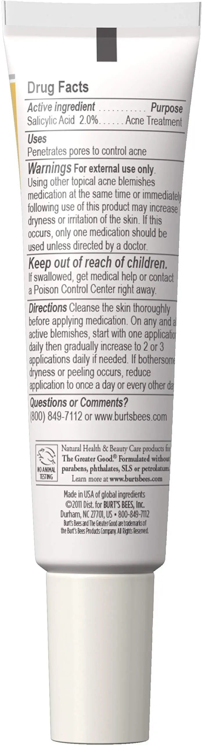 Acne Spot Treatment, Burt's Bees Face Cream for Acne-prone Oily Skin with Salicylic Acid, All Natural, Maximum Strength, 0.5 Ounce (Packaging May Vary) Burt's Bees