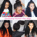 Water Wave Lace Frontal Wigs Deep Curly Human Hair Wigs for Black Women 9A Glueless Lace Front Wigs Human Hair with Baby Hair Pre Plucked Brazilian Virgin Hair Wet Wavy Human Hair Wigs 150 Density ouchuang