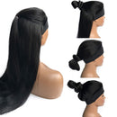 Headband Wig Human Hair for Black Women Straight Natural Hair None Lace Front Wigs Brazilian Virgin Human Hair Wigs with Headband Attached Glueless 150% Density Natural Black Color 22 Inch Benafee Store