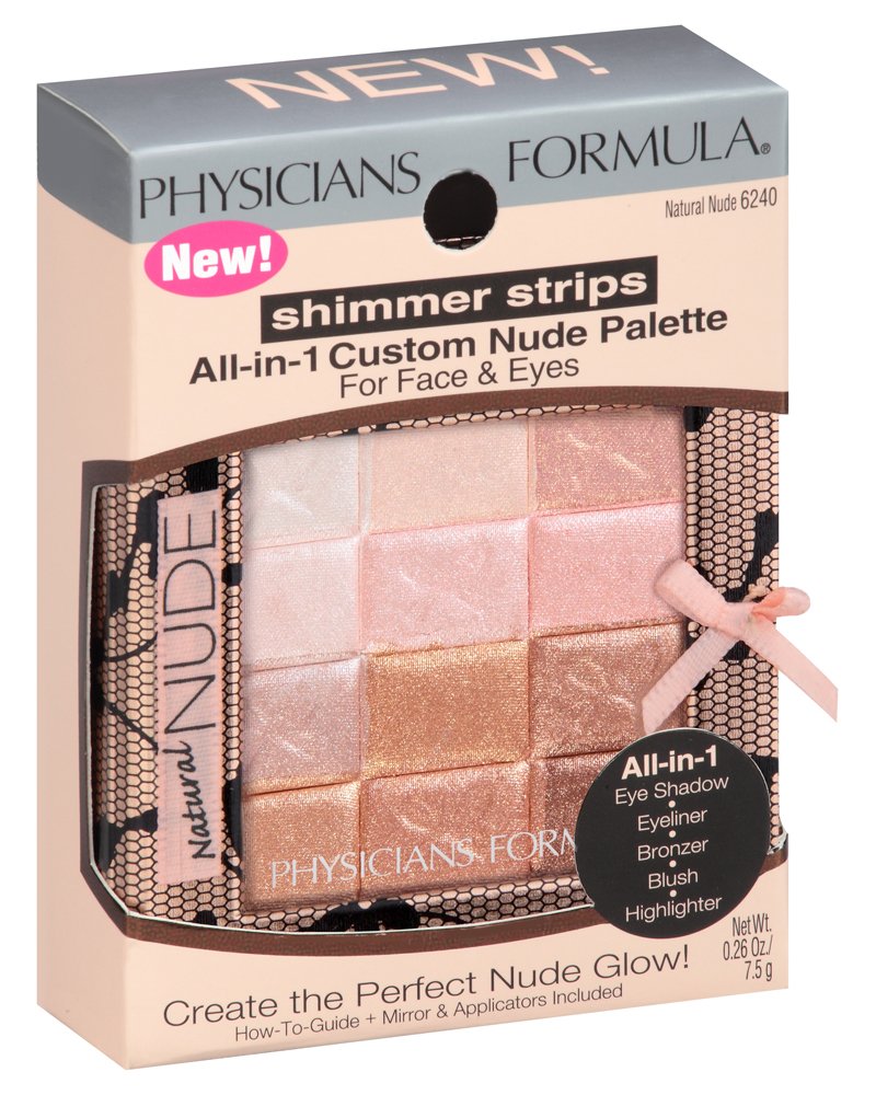 Physicians Formula Shimmer Strips All-In-1 Custom Nude Palette For Face & Eyes, Natural Nude Physicians Formula