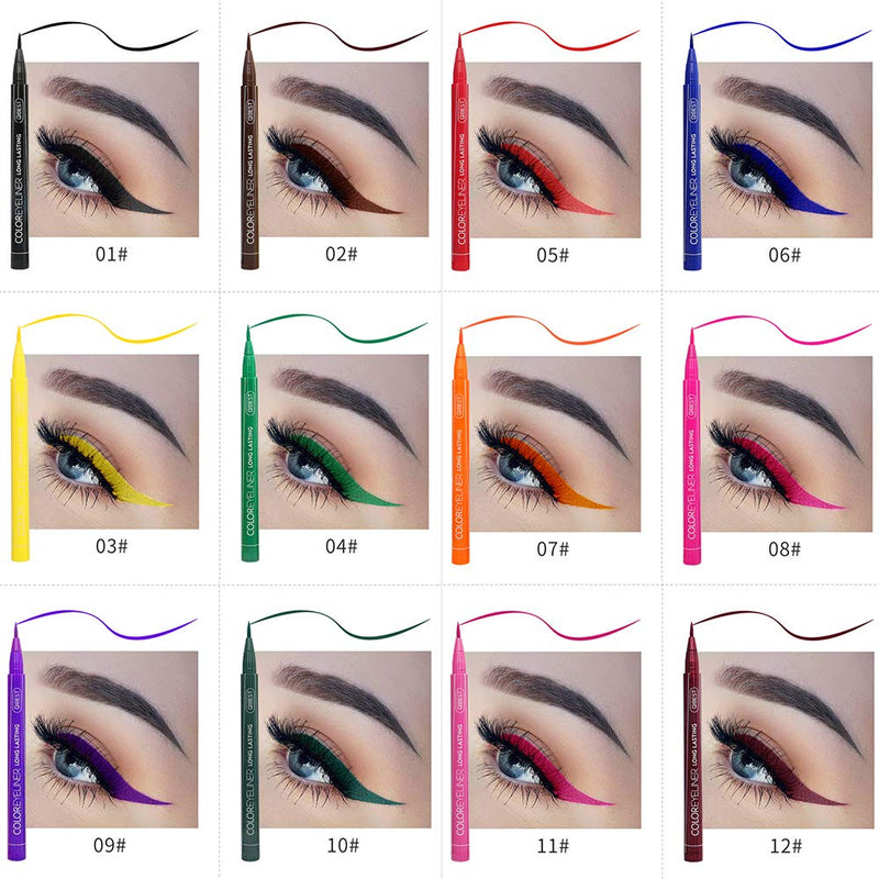 12 Colors Matte Liquid Eye liner Set for Eye Makeup, Waterproof Superstay Long Lasting Matte Eye Liners Pencil by Rechoo (12 Rainbow Colors) Rechoo