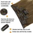 GOO GOO Human Hair Extensions Clip in Ombre Ash Brown to Platinum Blonde 120g 7pcs 18 Inch Straight Real Clip in Hair Extensions Thick Hair Weft Natural Remy Hair Extensions for Women GOO GOO Store