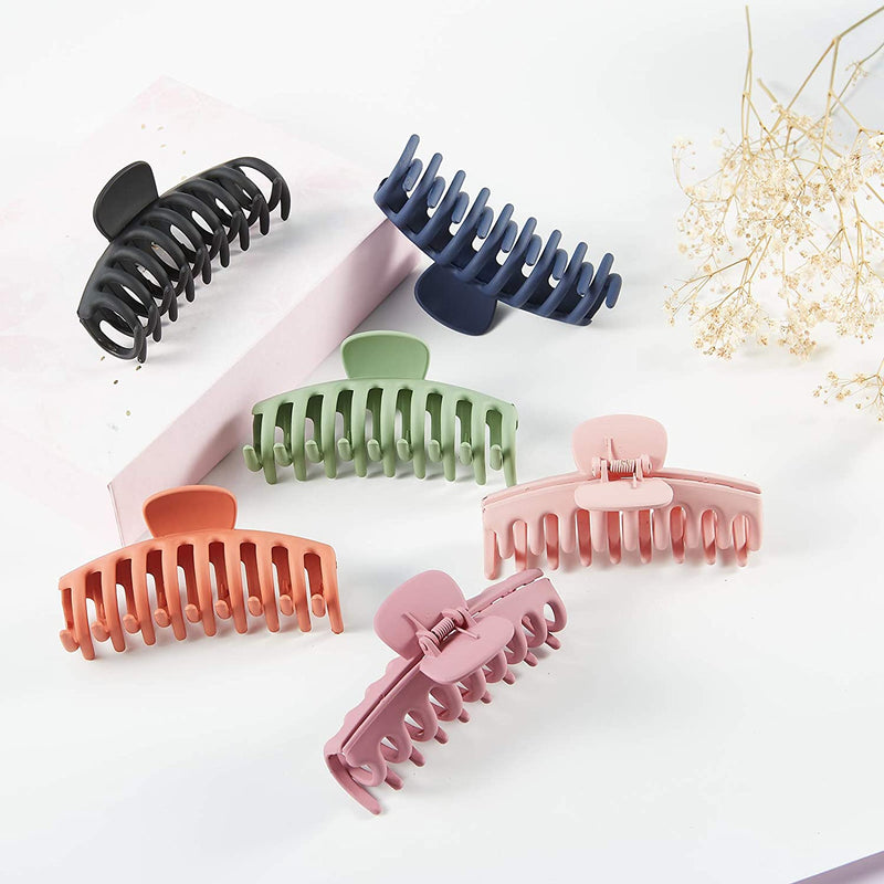 SYGY Big Hair Claw Clip for Women, Large Hair Clips for Thick/Thin Hair, Strong Hold Acrylic Banana Hair Clips, Fashion Jumbo Jaw Clips Hair Styling Accessories (6 Packs) SYGY