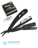 Equinox Professional Straight Edge Razor with 100 Single Derby Straight Razor Blades-Barber Straight Razor-Close Shaving Men's Manual Shaver-Disposable Straight Razor Blades-Staright Razor Kit-Black Equinox International