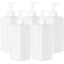 Youngever 5 Pack 16 Ounce Plastic Pump Bottles, Refillable Square Plastic Pump Bottles for Dispensing Lotions, Shampoos and More (White) Youngever