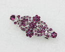 Faship Purple Rhinestone Crystal Floral Double Hearts Hair Barrette Clip Faship