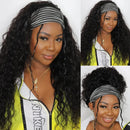 Nadula Hair 10A Water Wave Headbands Wig Human Hair for Women Brazilian Remy Human Hair Gluess Full Head Extension Wig Headband Scarf Wig 150% Density Natural Color (24inch) Nadula Store