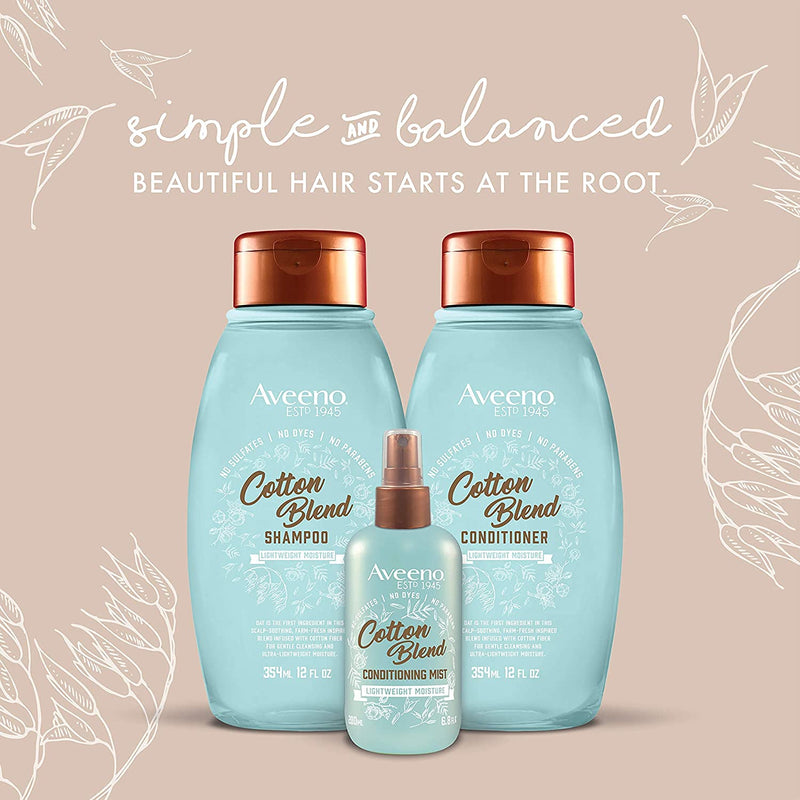 Aveeno Cotton Blend Sulfate-Free Shampoo for Light Moisture & Soothed Scalp with Aveeno Cotton Blend SulfateFree Conditioner with for Light Moisture Soothed Scalp Aveeno