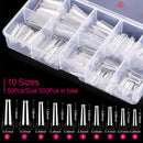 Coffin Nail Tips, IKOCO 500Pcs Clear Nail Tips Ballerina False Nails Half Cover Coffin Fake Nail Tips for Acrylic Nails with Glue Files and Buffers Clipper Brush for Beginners IKOCO