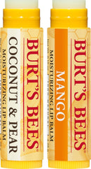 Burt's Bees 100% Natural Moisturizing Lip Balm, Coconut & Pear and Mango with Beeswax & Fruit Extracts - 2 Tubes, 2 Fl OZ Burt's Bees