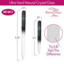 Karma Organic Double Sided Glass Nail File for Women - Professional Nail Buffer Glass Fingernail for Manicure Pedicure Nail Care - Smooth Finish Strengthens - Best for natural beautify nails Set of 2 karma organic