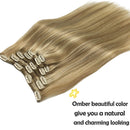 GOO GOO Ombre Blonde Hair Extensions 14 Inch 120g Light Blonde Highlighted Golden Blonde 7pcs Clip in Hair Extensions Skin Weft Straight Remy Human Hair Extensions for Women GOO GOO Store