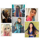 Winsky Blue Clip in Hair Extensions 100% Real Human Hair - Straight Highlights Colored Clip on Hairpieces 5 Pieces/Set (18inch, Blue) Winsky