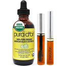 PURA D’OR Organic Jamaican Black Castor Oil (4oz) 100% Pure USDA Organic - Cold Pressed - For Lashes, Brows, Skin & Hair - Promotes Thicker Eyebrows, Eyelashes & Healthier Skin With Bonus Brush Kits PURA D'OR