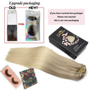 GOO GOO Clip in Hair Extensions Ombre Ash Blonde to Golden Blonde and Platinum Blonde Remy Human Hair Extensions Clip in Real Natural Hair Extensions Straight Thick 120g 14 Inch GOO GOO