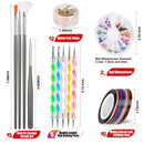 Nail Pen Designer, Teenitor Stamp Nail Art Tool with 15pcs Nail Painting Brushes, Nail Dotting Tool, Nail Foil, Manicure Tape, Color Rhinestones for Nails-Black Teenitor