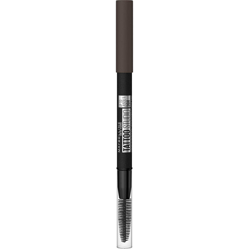 Maybelline TattooStudio Waterproof Eyebrow Pencil, Sharpenable, Longwear, Long Lasting Eyebrow Pencil, Defined Brows, Pigment Brow Pencil, Up to 36HR, Spoolie Eyebrow Brush, Black Brown, 0.026 oz. Maybelline New York