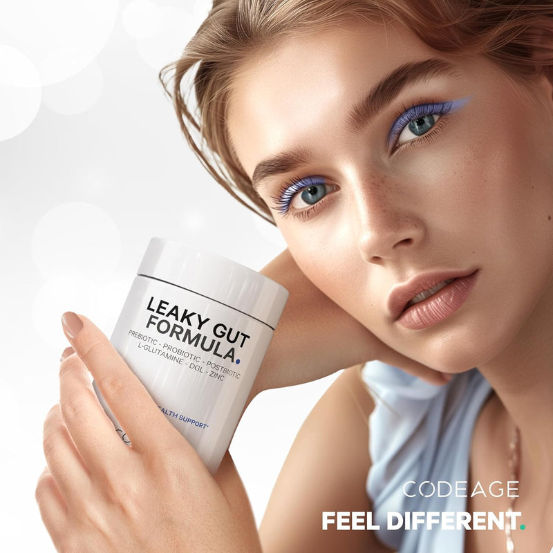 Codeage Leaky Gut Supplement, L-Glutamine, N-Acetylglucosamine, Probiotic, Butyric Acid, Polyphenols, Quercetin, DGL, Marshmallow Root, Berberine, BioPerine, Cinnamon, Vegan, Non-GMO, 60 Capsules Infinity Warehouse