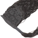 Corn Wave Ponytail Human Hair Extension Black Color Brazilian Hair Clip in Wrap Around Corn Wave Human Hair Ponytail 10A Grade Ponytail Hair Full Thick Bouncy Hair 130 Gram 16 Inch Feelgrace