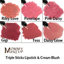 Triple Sticks Lipstick & Cream Blush - Moisturizing long-wearing lip color with medium coverage for lips and cheeks [Daisy Glow] Mommy Makeup