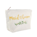 ElegantPark Maid of Honor Bridesmaid Cosmetic Bag Travel Makeup Bag for Women Bridal Shower Gifts Wedding Party Pouch Zipper Canvas ElegantPark