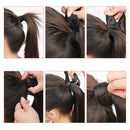 Remy Ponytail Extensions Hair Clip in 16 inches 65g Medium Brown Color Straight Drawstring Warp Around Human Ponytail Hair Piece for Women (16"-65g, Medium Brown