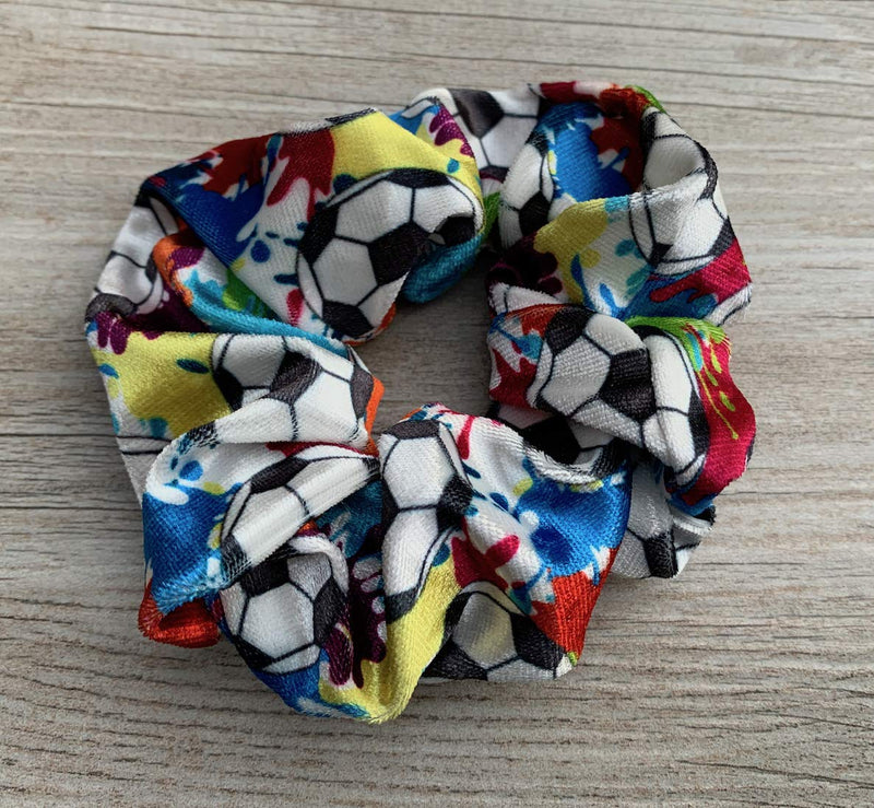 Sportybella Soccer Scrunchie, Soccer Hair Accessories, Premium Velvet No Crease Soccer Hair Scrunchies Gift for Girls Sportybella
