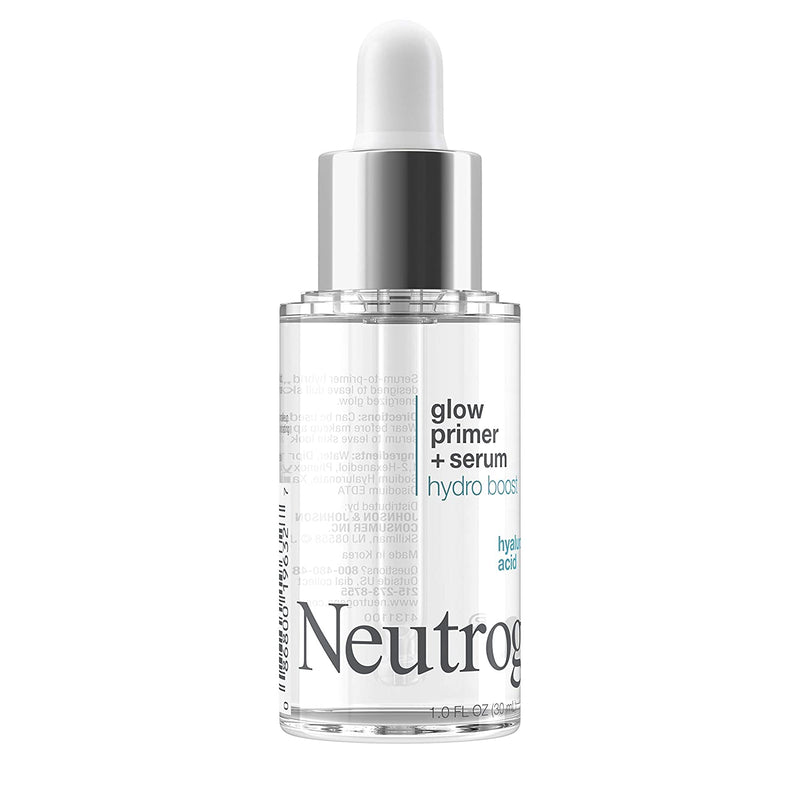 Neutrogena Hydro Boost Glow Booster Primer & Serum, Hydrating & Moisturizing Face Serum-to-Primer Hybrid, Infused with Purified Hyaluronic Acid & Designed to Instantly Hydrate, 1.0 fl. oz Neutrogena