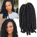 8 Pack Spring Twist Crochet Hair Ombre Bomb Twist Crochet Braids 8 Inch Fluffy Synthetic Braiding Hair Extensions 55g/pack (1B) JQM