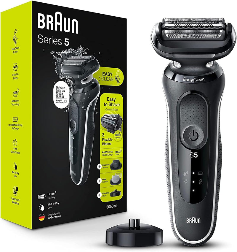 Braun Electric Shaver for Men, Series 5 5120s, Wet & Dry Shave, Turbo Shaving Mode, Foil Shaver, Engineered in Germany, with Beard Trimmer & Attachments, Blue Infinity Warehouse