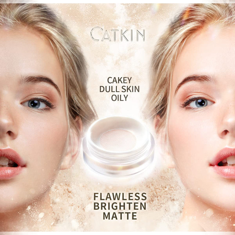 CATKIN Dreamworld Air Makeup Loose Powder Setting Finishing Powder Oil Control Matte Natural with Puff (C01 Natural) Infinity Warehouse