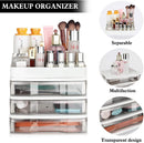 ELUCHANG Cosmetic Makeup Organizer Plastic Storage Box with Drawer Lipsticks Holder Desktop Sundry Storage Case (3 Drawers,Transparent) ELUCHANG