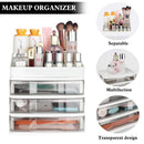 ELUCHANG Cosmetic Makeup Organizer Plastic Storage Box with Drawer Lipsticks Holder Desktop Sundry Storage Case (3 Drawers,Transparent) ELUCHANG