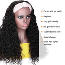 Nadula Hair 10A Water Wave Headbands Wig Human Hair for Women Brazilian Remy Human Hair Gluess Full Head Extension Wig Headband Scarf Wig 150% Density Natural Color (24inch) Nadula Store
