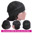 UNice Hair Headband Scarf Human Hair Wig Curly Hair, Brazilian Virgin Human Hair Glueless Non Lace Front Wig for Black Women Wear and Go Wig 150% Density 16inch UNICE Store