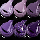 Beetles Gel Nail Polish Kit- 6 Colors Gel Polish Set Purple Glitter Nail Polish Soak Off LED Gel Nail Kit Nail Art Manicure Gifts for Women Girlfriend beetles Gel Polish