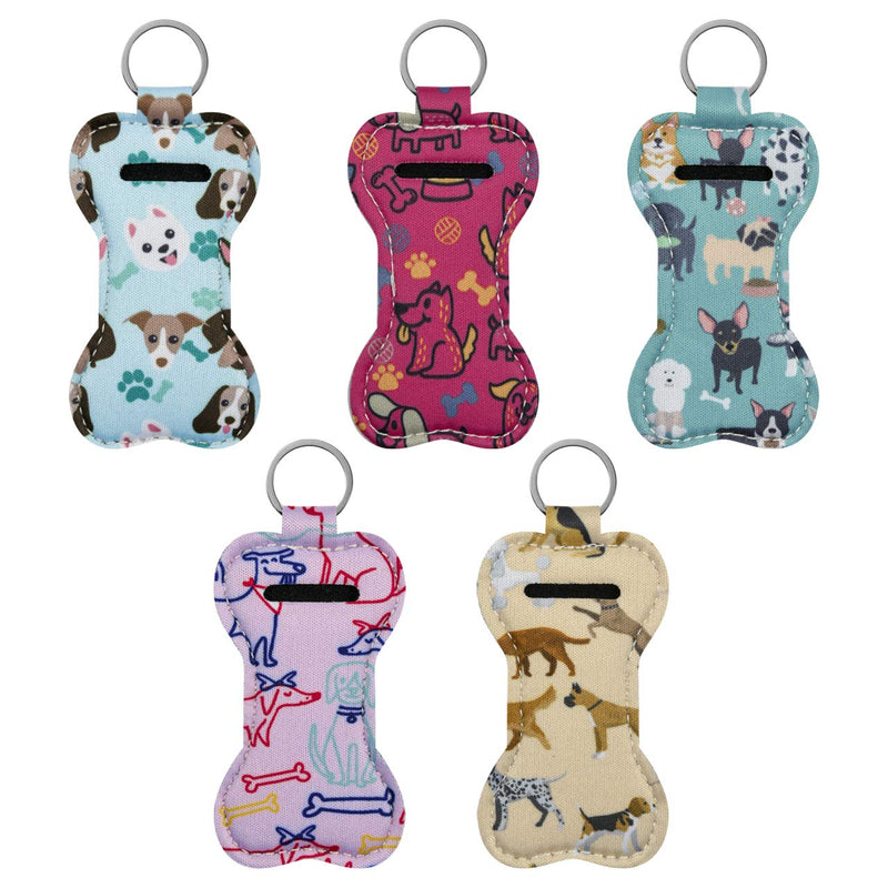 Beautyflier Neoprene Chapstick Lipstick Keychain Holder (Dog Pattern) Beautyflier