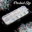 12 Boxes Holographic Nail Sequins, Teenitor Iridescent Mermaid Flakes Ultra-Thin Colorful Glitter Sticker, for Nail Art Decoration, Paillette Cosmetic Festival Glitter, Craft or Face Hair Decor Teenitor