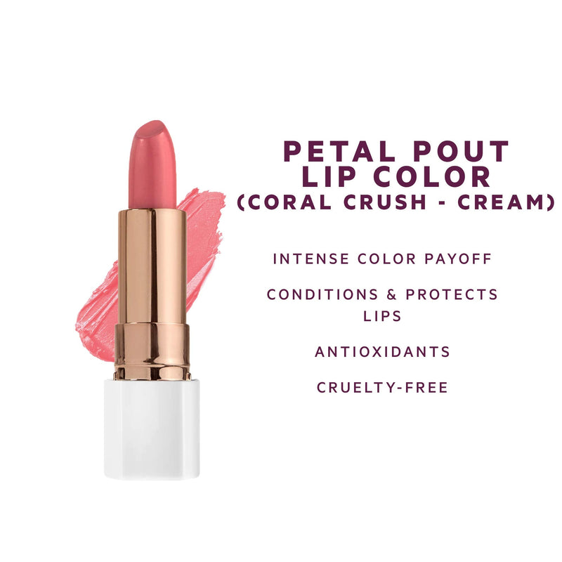 Flower Beauty Petal Pout Lipstick - Cruelty Free - Nourishing & Highly Pigmented Lip Color with Antioxidants (Coral Crush - Cream) FLOWER BEAUTY