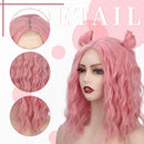 Stamped Glorious Pink Wavy Bob Wig for Women Synthetic Middle Part Short Hair Wigs 14 Inch Natural Looking Wig for Daily Party Use (Sakura Pink) Stamped Glorious Store