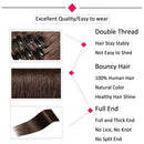 Hairro Clip in Hair Extensions Human Hair Thin 12 Inch Short Medium Brown Straight Human Hair Clip on Hairpieces 55g Machine Weft 8pcs 18 Clips for Women