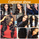 Human Hair Loose Wave Bundles Brazilian Loose Wave Hair 3 Bundles With 4X4 Lace Closure Free Part (14 16 18+12) 100% Unprocessed Human Hair Weave Bundles Can Be Dyed and Bleached Natural Black Color Miss CARA Store