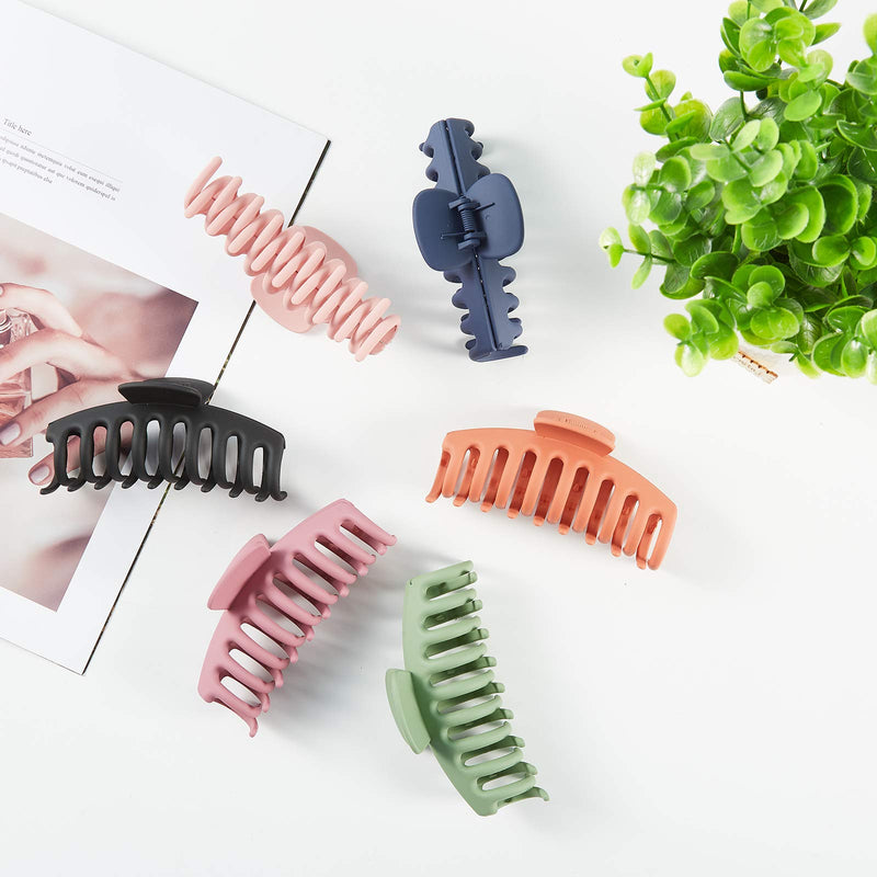 SYGY 6PCS Large Hair Claw Clips for Women, Nonslip Matte Claw Clips for Thick/Thin Hair, Strong Hold Banana Big Hair Clips, Fashion Jumbo Jaw Clips Girls Hair Styling Accessories SYGY
