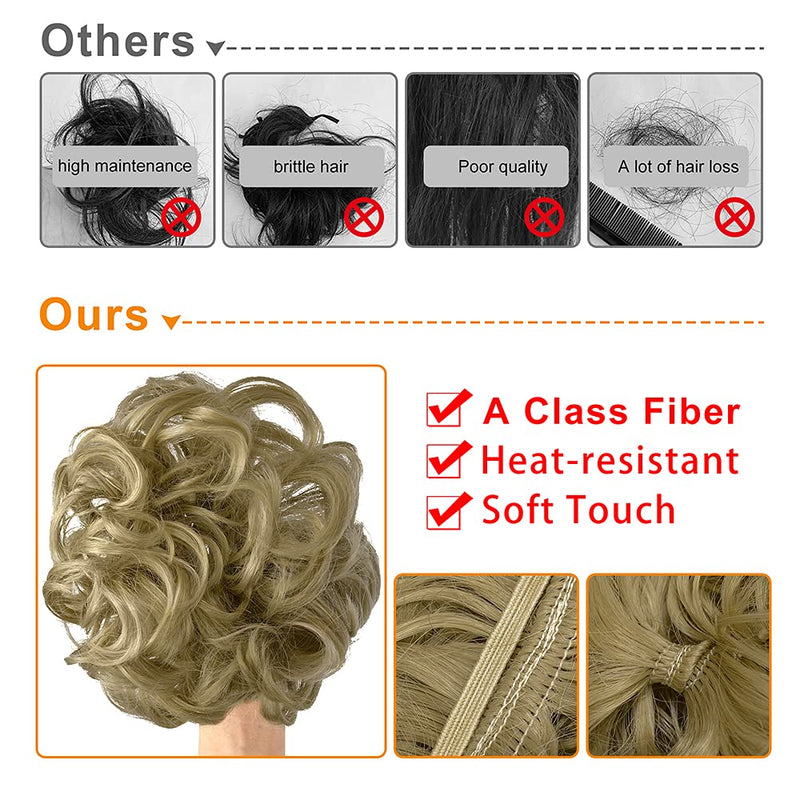 Messy Bun Hair Piece for Women Thick Updo Scrunchies Hair Extension Ponytail Hair Accessories Dark Brown OMGREAT